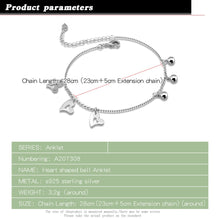 Load image into Gallery viewer, sterling silver Heart Pendant Anklets 28cm Women Beach