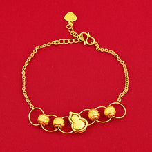 Load image into Gallery viewer, Fashion 24K Gold Color link Chain gourd pendant charm Bracelets for