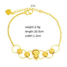 Load image into Gallery viewer, Fashion 24K Gold Color link Chain gourd pendant charm Bracelets for