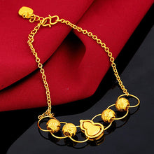 Load image into Gallery viewer, Fashion 24K Gold Color link Chain gourd pendant charm Bracelets for