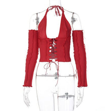 Load image into Gallery viewer, Fashion Backless Halter Top Patchwork Sexy Bodycon Tank Top - Sophornlilly