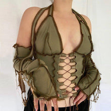 Load image into Gallery viewer, Fashion Backless Halter Top Patchwork Sexy Bodycon Tank Top - Sophornlilly