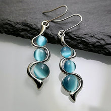 Load image into Gallery viewer, Fashion Beaded Earrings Resin Stone Blue Moonstone Dangle Long Jewelry