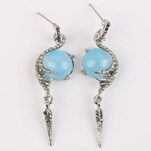 Load image into Gallery viewer, Fashion Beaded Earrings Resin Stone Blue Moonstone Dangle Long Jewelry