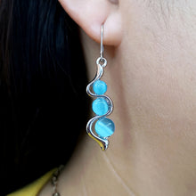 Load image into Gallery viewer, Fashion Beaded Earrings Resin Stone Blue Moonstone Dangle Long Jewelry