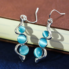 Load image into Gallery viewer, Fashion Beaded Earrings Resin Stone Blue Moonstone Dangle Long Jewelry