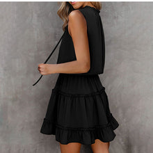 Load image into Gallery viewer, Fashion Boho Dress Casual Black V neck Sleeveless Ruffles