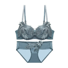 Load image into Gallery viewer, Fashion Brand Underwear Set Sexy Lace Embroidery Wing Push Up Bra Set