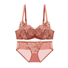 Load image into Gallery viewer, Fashion Brand Underwear Set Sexy Lace Embroidery Wing Push Up Bra Set