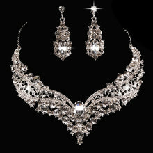 Load image into Gallery viewer, Fashion Bridal Rhinestone Necklace Earrings Jewelry Set Crystal Collar