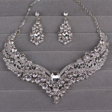 Load image into Gallery viewer, Fashion Bridal Rhinestone Necklace Earrings Jewelry Set Crystal Collar