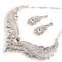 Load image into Gallery viewer, Fashion Bridal Rhinestone Necklace Earrings Jewelry Set Crystal Collar