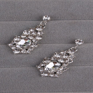 Fashion Bridal Rhinestone Necklace Earrings Jewelry Set Crystal Collar