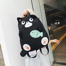 Load image into Gallery viewer, Fashion Cat Print Travel Backpacks Women Canvas Shoulder Top handle