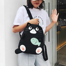 Load image into Gallery viewer, Fashion Cat Print Travel Backpacks Women Canvas Shoulder Top handle