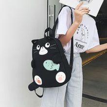 Load image into Gallery viewer, Fashion Cat Print Travel Backpacks Women Canvas Shoulder Top handle