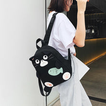 Load image into Gallery viewer, Fashion Cat Print Travel Backpacks Women Canvas Shoulder Top handle