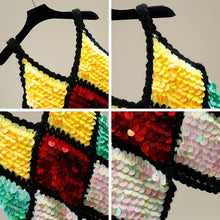 Load image into Gallery viewer, Fashion Colorful Sequins V neck Sexy Knitted tank top women