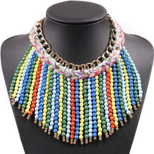 Load image into Gallery viewer, Fashion Cotton String Braided Gold Chain Colorful Bead Tassel Chunky