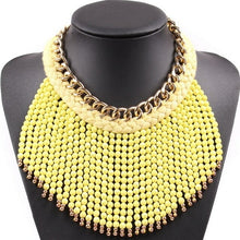 Load image into Gallery viewer, Fashion Cotton String Braided Gold Chain Colorful Bead Tassel Chunky