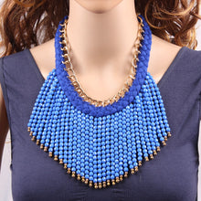 Load image into Gallery viewer, Fashion Cotton String Braided Gold Chain Colorful Bead Tassel Chunky