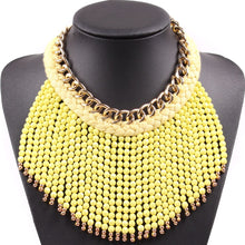 Load image into Gallery viewer, Fashion Cotton String Braided Gold Chain Colorful Bead Tassel Chunky