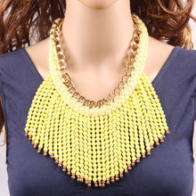 Load image into Gallery viewer, Fashion Cotton String Braided Gold Chain Colorful Bead Tassel Chunky