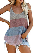 Load image into Gallery viewer, Fashion Crochet Color Block Loose Knitted Cami V neck Tank Tops