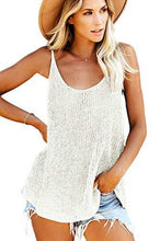 Load image into Gallery viewer, Fashion Crochet Color Block Loose Knitted Cami V neck Tank Tops