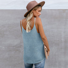 Load image into Gallery viewer, Fashion Crochet Color Block Loose Knitted Cami V neck Tank Tops