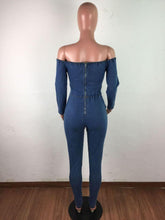 Load image into Gallery viewer, Fashion Denim Jumpsuit Women Sexy Off Shoulder Bodycon Rompers Long - Sophornlilly
