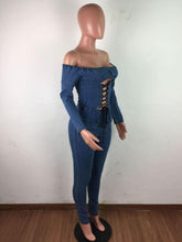 Load image into Gallery viewer, Fashion Denim Jumpsuit Women Sexy Off Shoulder Bodycon Rompers Long - Sophornlilly