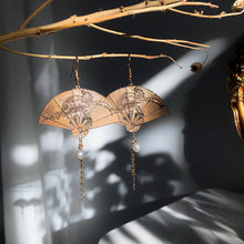 Load image into Gallery viewer, Fashion Earrings Gold Fan Imitation Pearl Japanese Style Accessories