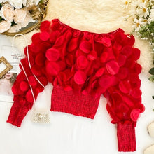 Load image into Gallery viewer, Fashion Elegant Slash Neck Puff Sleeve Blouse Patchwork Sexy
