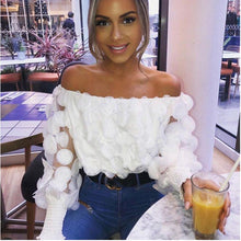 Load image into Gallery viewer, Fashion Elegant Slash Neck Puff Sleeve Blouse Patchwork Sexy