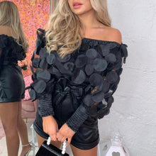 Load image into Gallery viewer, Fashion Elegant Slash Neck Puff Sleeve Blouse Patchwork Sexy
