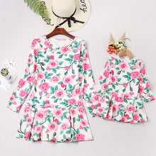 Load image into Gallery viewer, Fashion Floral Girl Women Dress Long Sleeve Mother Daughter Dress