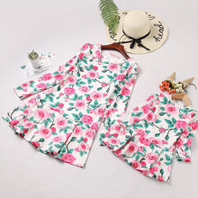 Load image into Gallery viewer, Fashion Floral Girl Women Dress Long Sleeve Mother Daughter Dress