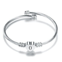 Load image into Gallery viewer, Fashion Heart Charm Bangle With Initial Alphabet Letter Engrave High