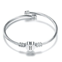 Load image into Gallery viewer, Fashion Heart Charm Bangle With Initial Alphabet Letter Engrave High