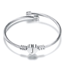 Load image into Gallery viewer, Fashion Heart Charm Bangle With Initial Alphabet Letter Engrave High