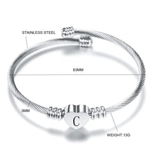 Load image into Gallery viewer, Fashion Heart Charm Bangle With Initial Alphabet Letter Engrave High