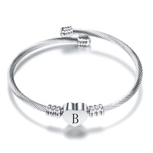 Load image into Gallery viewer, Fashion Heart Charm Bangle With Initial Alphabet Letter Engrave High