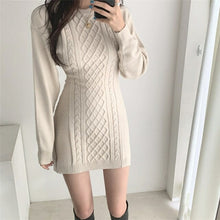 Load image into Gallery viewer, Fashion Hollow Out Waist Sweater Dress Women Autumn Winter High