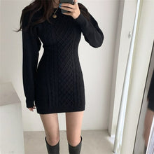 Load image into Gallery viewer, Fashion Hollow Out Waist Sweater Dress Women Autumn Winter High
