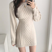 Load image into Gallery viewer, Fashion Hollow Out Waist Sweater Dress Women Autumn Winter High