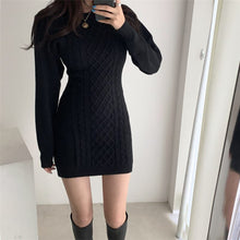 Load image into Gallery viewer, Fashion Hollow Out Waist Sweater Dress Women Autumn Winter High