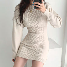 Load image into Gallery viewer, Fashion Hollow Out Waist Sweater Dress Women Autumn Winter High