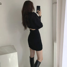 Load image into Gallery viewer, Fashion Hollow Out Waist Sweater Dress Women Autumn Winter High
