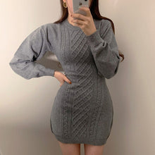 Load image into Gallery viewer, Fashion Hollow Out Waist Sweater Dress Women Autumn Winter High